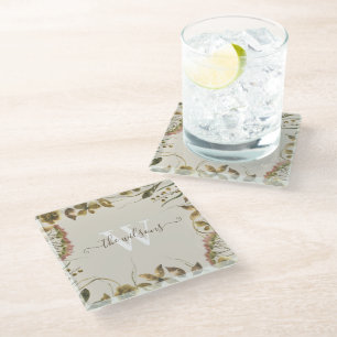 Monogrammierte Wasserfarben Glasuntersetzer
