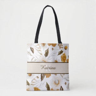 Monogrammierte Watercolor-Blumen-Tasche Tasche