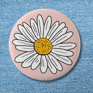 Monogrammierte Weiße Daisy-Blumen Button
