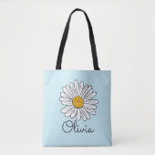 Monogrammierte weiße Daisy-Blumen Tasche (Vorderseite)