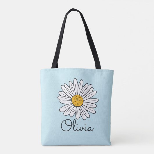 Monogrammierte weiße Daisy-Blumen Tasche (Rückseite)
