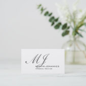 Monogrammierte Weiße Graue Moderne Personaltrainer Visitenkarte (Stehend Vorderseite)