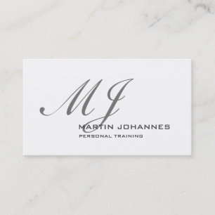 Monogrammierte Weiße Graue Moderne Personaltrainer Visitenkarte