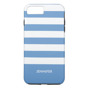 Monogrammierte White Stripes Sky Blue Hintergrund Case-Mate iPhone Hülle