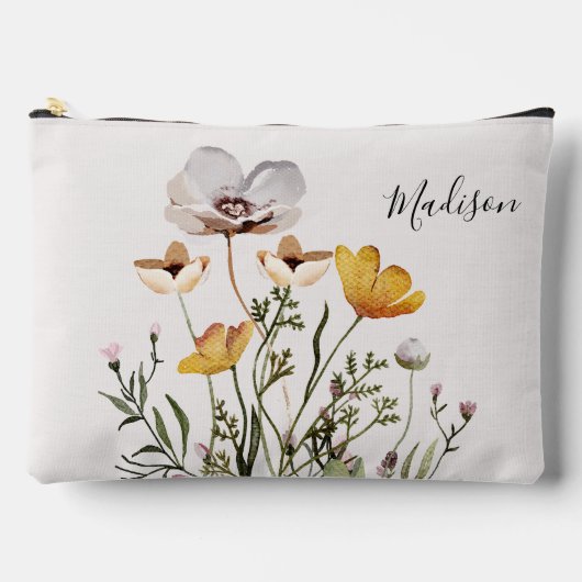 Monogrammierte Wildblume Bouquet Zubehörtasche (Vorderseite)