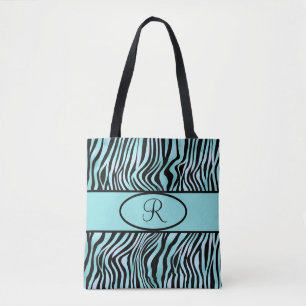 Monogrammierte Zebrastreifen Türkis Türkis und Sch Tasche