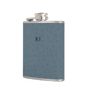 Monogrammierter Blue Ostrich Leather Look Flask Flachmann (Links)
