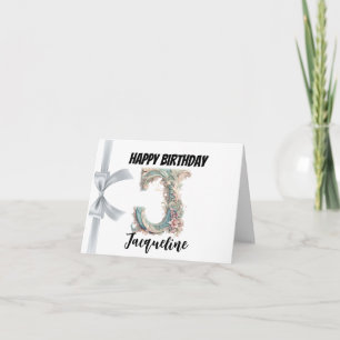 Monogrammierter Buchstabe "J" Alles Gute zum Gebur Karte