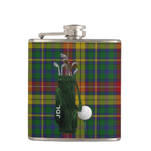 Monogrammierter Clan Buchanan Tartan Kariert Golf  Flachmann