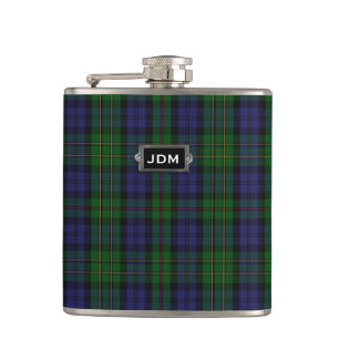 Monogrammierter Clan MacEwen Tartan Kariert Flask Flachmann