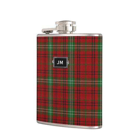 Monogrammierter Clan Morrison Tartan Kariert Flask Flachmann (Links)