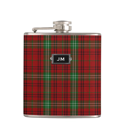 Monogrammierter Clan Morrison Tartan Kariert Flask Flachmann (Vorderseite)