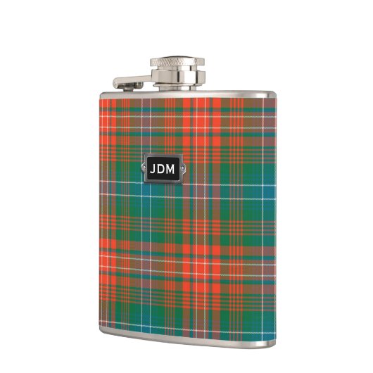 Monogrammierter Clan Wilson Tartan Kariert Flask Flachmann (Links)