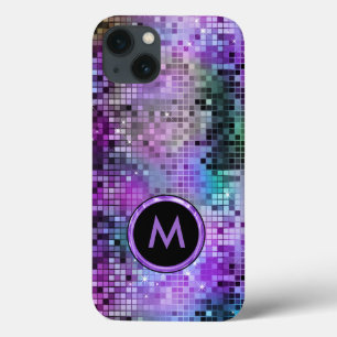 Monogrammierter Disco-Glitzer Lila Obertöne Case-Mate iPhone Hülle