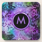 Monogrammierter Disco-Glitzer Lila Obertöne Untersetzer (Vorderseite)