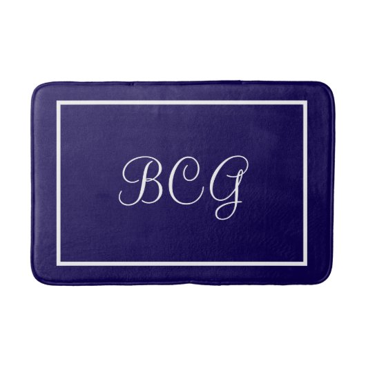 Monogrammierter dunkelblauer Badezimmerteppich Badematte (Vorderseite)