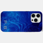 Monogrammierter Elektrisch Blauer einzigartiger Ef Case-Mate iPhone Hülle (Rückseite (Horizontal))