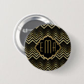 Monogrammierter Gold Glitzer & Zigzag Zickzack Mus Button (Vorne & Hinten)