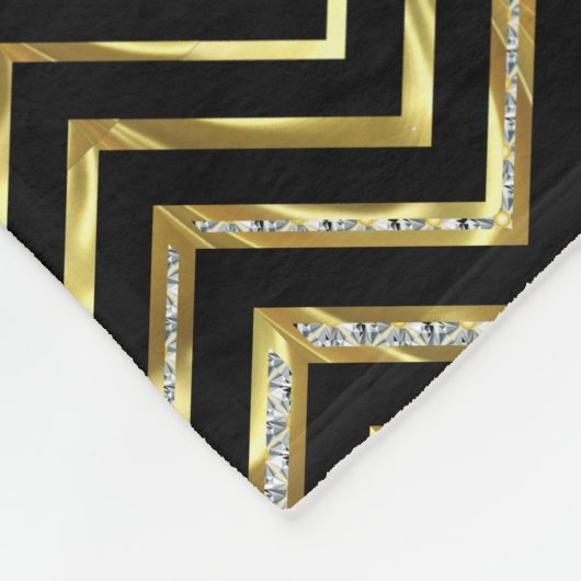 Monogrammierter Gold Glitzer & Zigzag Zickzack Mus Fleecedecke (Ecke)