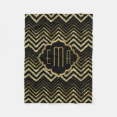 Monogrammierter Gold Glitzer & Zigzag Zickzack Mus Fleecedecke (Vorderseite)