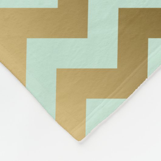 Monogrammierter Gold & Mint-Green Zigzag Zickzack Fleecedecke (Ecke)