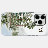 Monogrammierter grüner Kiefernwald und See Case-Mate iPhone Hülle (Rückseite (Horizontal))