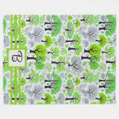 Monogrammierter grüner Wald Fleecedecke (Vorderseite (Horizontal))