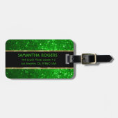 Monogrammierter, hellgrüner Glitzer Textur 2 Gepäckanhänger (Vorderseite horizontal)