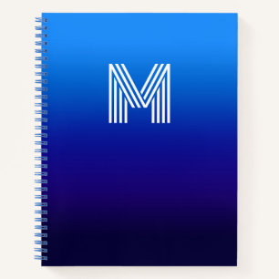Monogrammierter Himmel zu Mitternachtsblau-Verlauf Notizblock