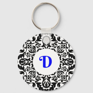 Monogrammierter Hintergrund D blau, schwarz und we Schlüsselanhänger