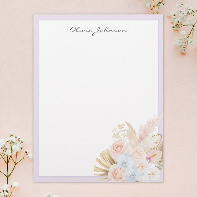 Monogrammierter hübscher tropischer Blumenstrauß F Briefbogen (Von Creator hochgeladen)