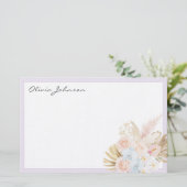 Monogrammierter hübscher tropischer Blumenstrauß F Briefpapier (Stehend Vorderseite)