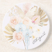 Monogrammierter hübscher tropischer Blumenstrauß F Getränkeuntersetzer (Vorne)