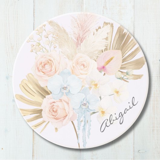 Monogrammierter hübscher tropischer Blumenstrauß F Getränkeuntersetzer