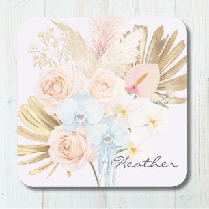 Monogrammierter hübscher tropischer Blumenstrauß F Getränkeuntersetzer