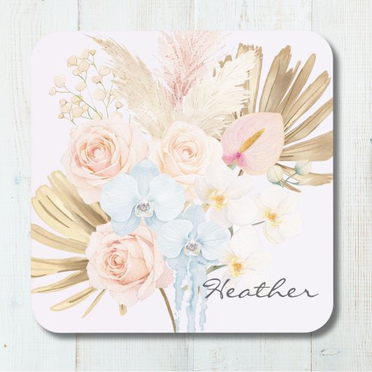Monogrammierter hübscher tropischer Blumenstrauß F Getränkeuntersetzer