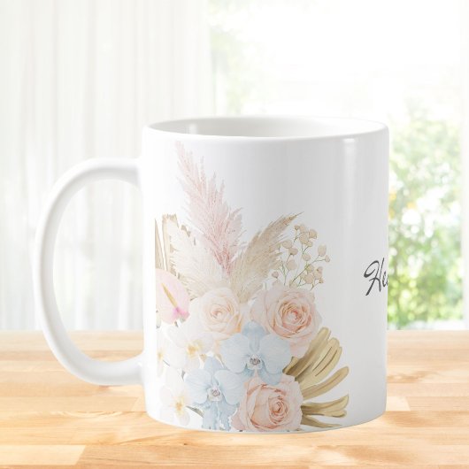 Monogrammierter hübscher tropischer Blumenstrauß F Kaffeetasse