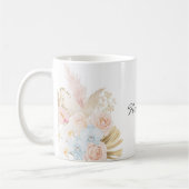 Monogrammierter hübscher tropischer Blumenstrauß F Kaffeetasse (Links)