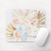 Monogrammierter hübscher tropischer Blumenstrauß F Mousepad (Mit Mouse)