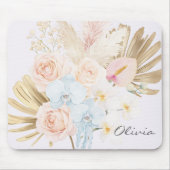 Monogrammierter hübscher tropischer Blumenstrauß F Mousepad (Vorne)