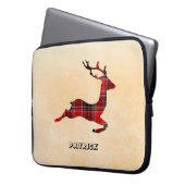 Monogrammierter Karierter Hirsch Laptopschutzhülle (Vorderseite Links)