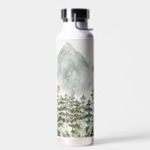 Monogrammierter Kiefernwald und Berge Trinkflasche (Links)