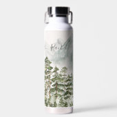 Monogrammierter Kiefernwald und Berge Trinkflasche (Vorne)