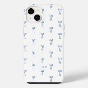Monogrammierter kleiner blauer Bogen iPhone 14 Plus Hülle