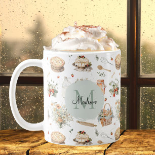 Monogrammierter Launischer Blumen-Strohland-Stil Kaffeetasse