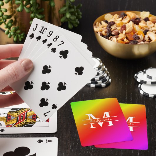 Monogrammierter LGBT-Stolz Regenbogen-Diagonalverl Spielkarten (In Situ)