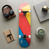 Monogrammierter moderner Bauhaus Rot-Blau-Farbbloc Skateboard