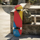 Monogrammierter moderner Bauhaus Rot-Blau-Farbbloc Skateboard