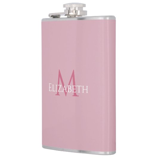 Monogrammierter Name Anfangsbuchstabe Pink Maßgesc Flachmann (Links)