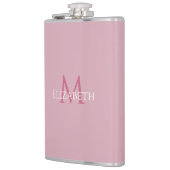 Monogrammierter Name Anfangsbuchstabe Rosa Maßanfe Flachmann (Links)